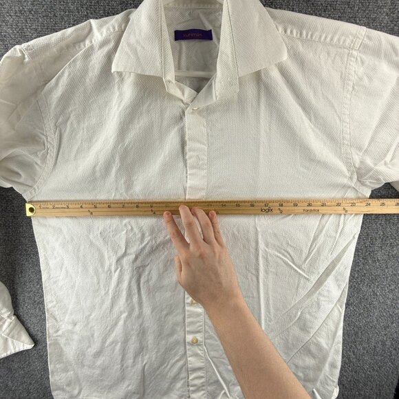 Kuhlman Button Up Long Sleeve Dress Shirt White Size 43 Cotton Textured Men - Picture 5 of 16